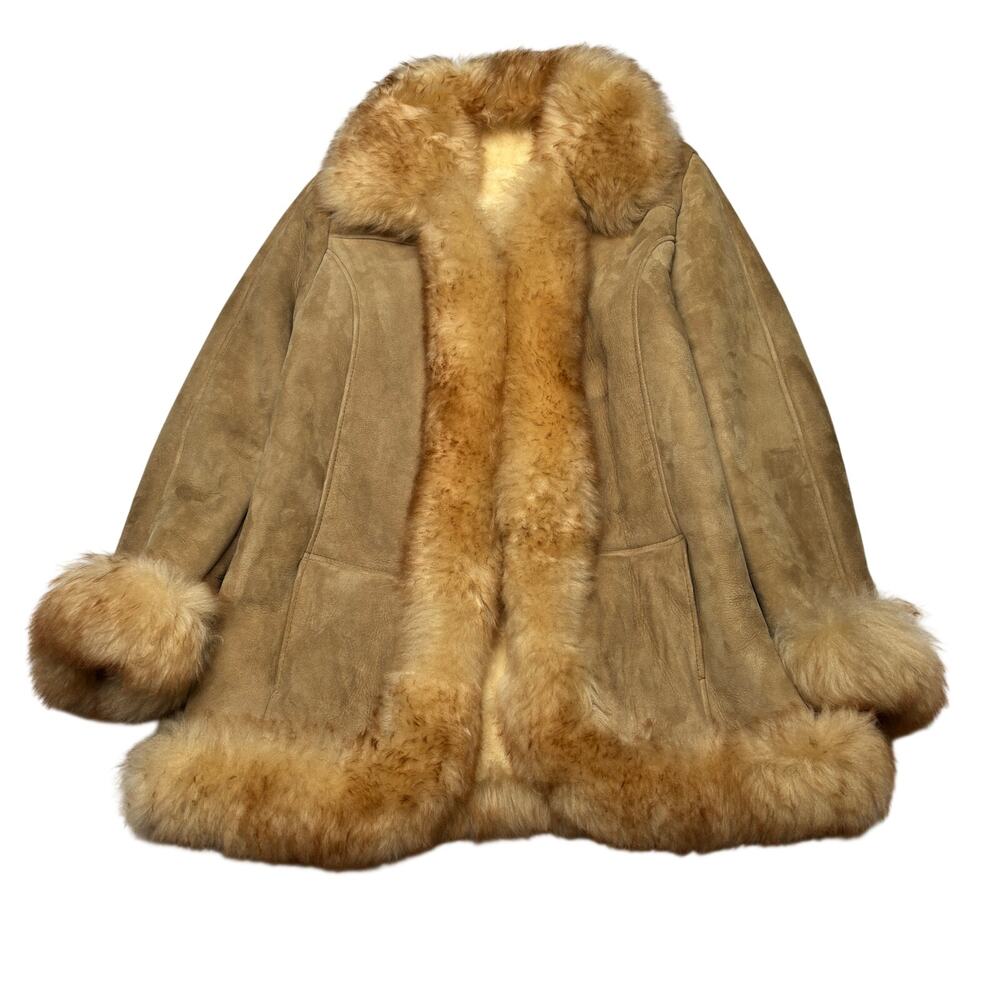 Vintage Homestead Sheapskin Suede Shearling Wool Coat Women's 16
